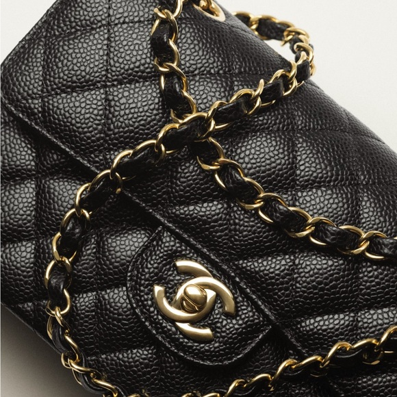 Doubla flap small size bag black leather caviar gold brand new full box - Picture 5 of 14